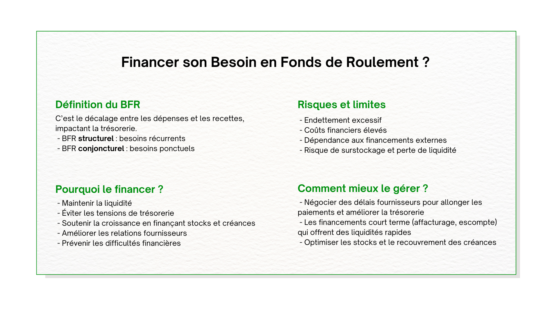 Fiche technique : Financer son BFR : bonne ou mauvaise idée ?